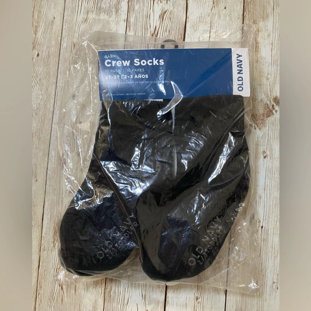 🆕 10-Pack Old Navy Toddler Unisex Crew Socks Essentials 2T/3T